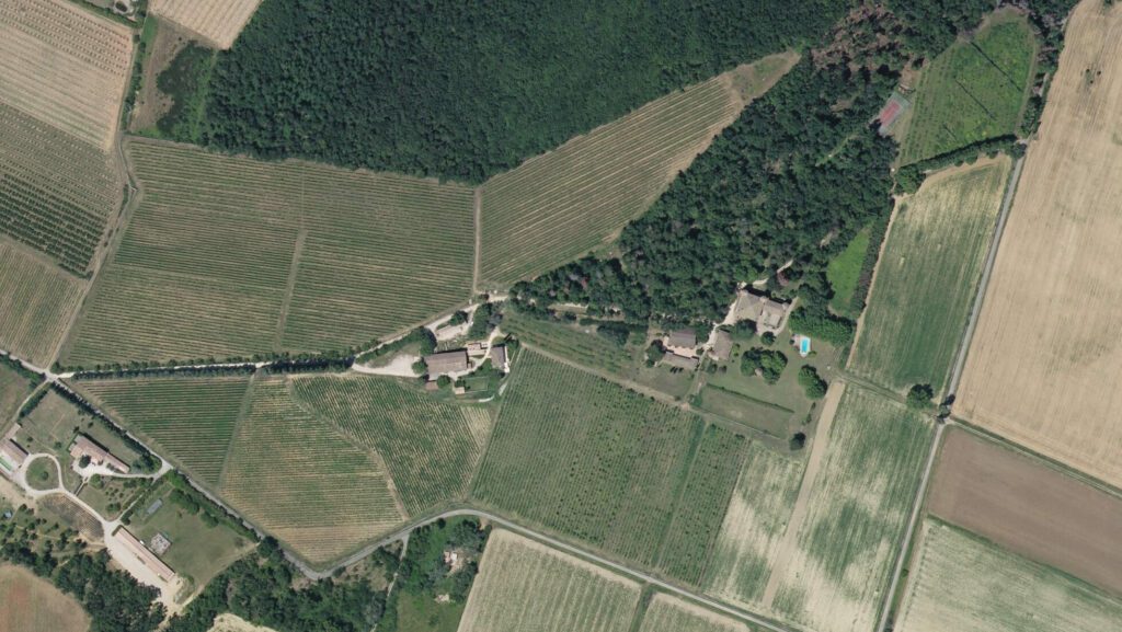 Carte vue du ciel du vignoble Château La Rolière Brézème