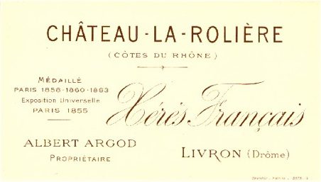 Etiquette du Chateau La Rolière, Xérès Français